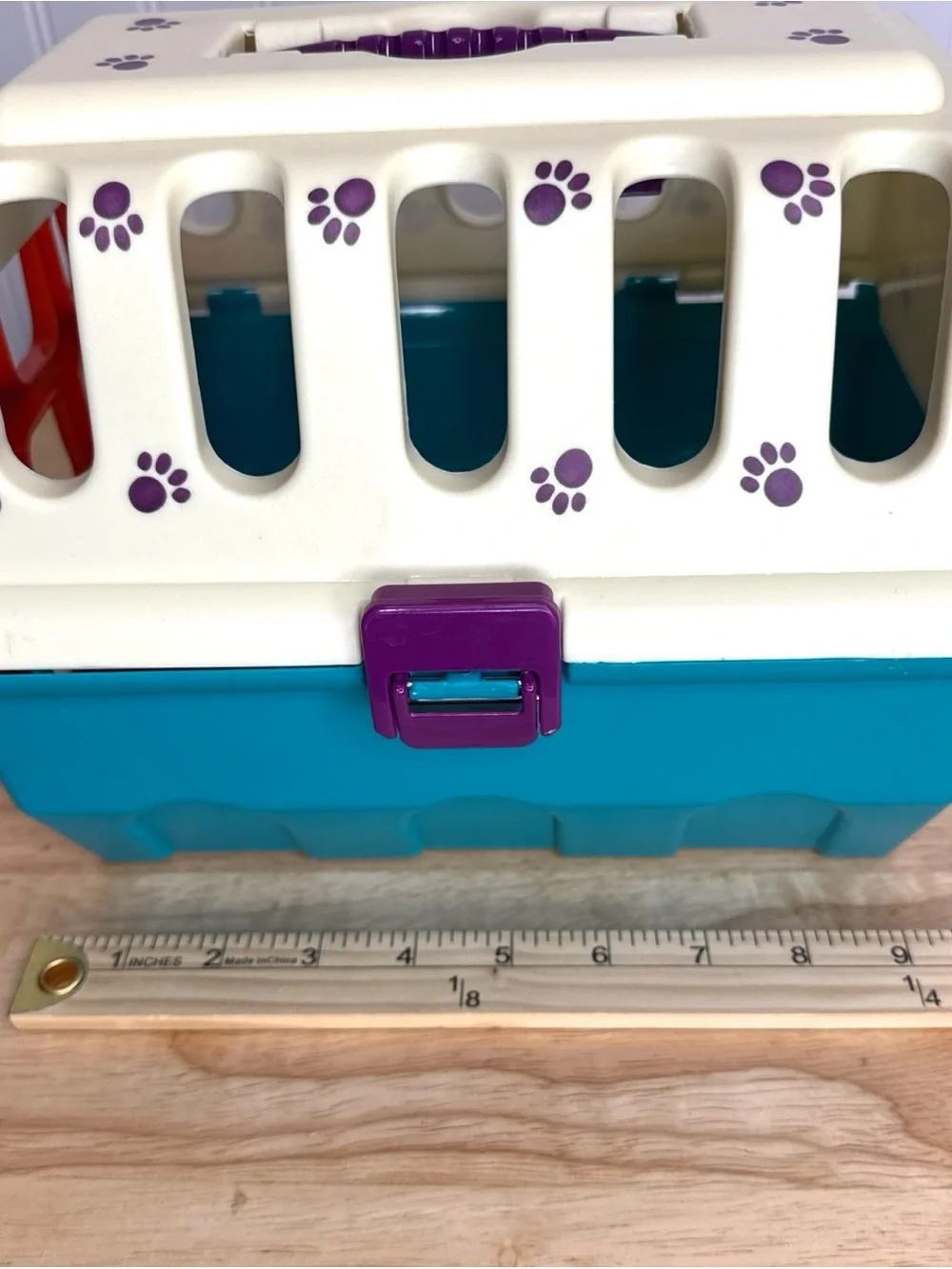 BATTAT Orange White Teal Dog Cat Pet Carrier Hard Plastic 10 x 8 Play Vet